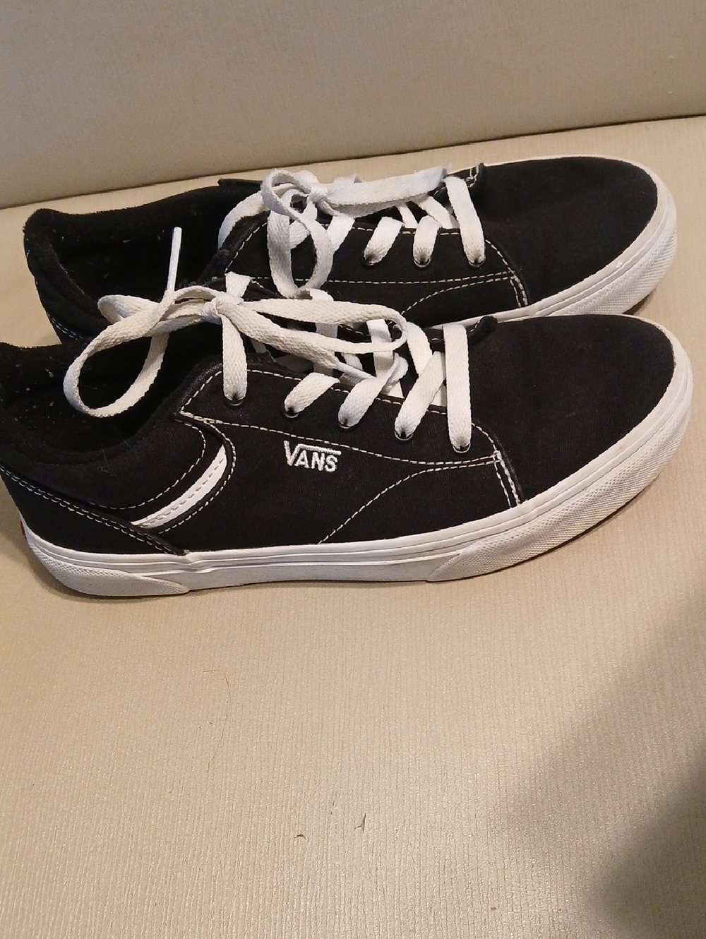Vans Black and White Canvas Low-Top Sneakers